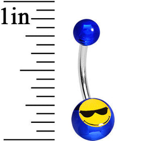 Blue Acrylic Sunglasses Smiley Belly Ring
