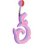 Light Pink Acrylic Multi Layered Left Tribal Dragon Belly Ring