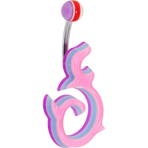 Light Pink Acrylic Multi Layered Left Tribal Dragon Belly Ring