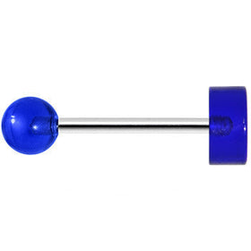 14G Blue Acrylic American Flag Straight Barbell Tongue Ring