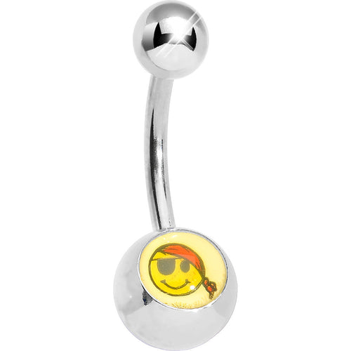 Eyepatch Pirate Smiley Face Belly Ring