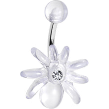 Clear Gem Clear Upward Spider J-Bar Belly Ring