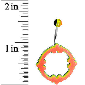 Light Orange Yellow Green Acrylic Multi-Layered Celtic Belly Ring