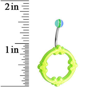 Light Green Blue Striped Ball Acrylic Multi-Layered Celtic Belly Ring