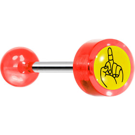 14G 5/8 Red Acrylic Giving the Middle Finger Tongue Ring