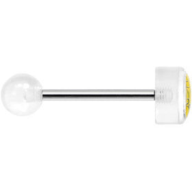 14G 5/8 Clear Acrylic Giving the Middle Finger Tongue Ring