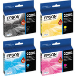 New, Pre-Owned - Epson 220XL 4-Pack Ink Cartridges- Black/Cyan/Magenta/Yellow