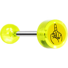 14G 5/8 Neon Green Acrylic Giving the Middle Finger Tongue Ring