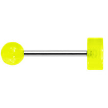 14G 5/8 Neon Green Acrylic Giving the Middle Finger Tongue Ring