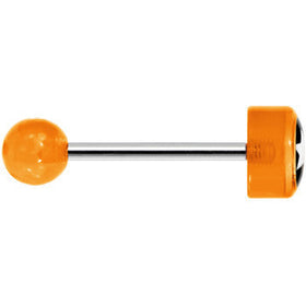 14G 5/8 Orange Acrylic Black and White Star Tongue Ring