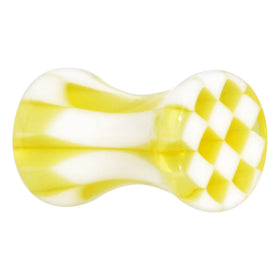 6G Acrylic Yellow and White Checker Saddle Plug