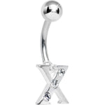 Crystalline Gem Studded Letter X Belly Ring