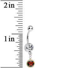 Clear Gem Black and Red Five Pointed Star Charm Dangle Belly Ring