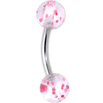 16G 1/4 Translucent Pink Splash Eyebrow Ring