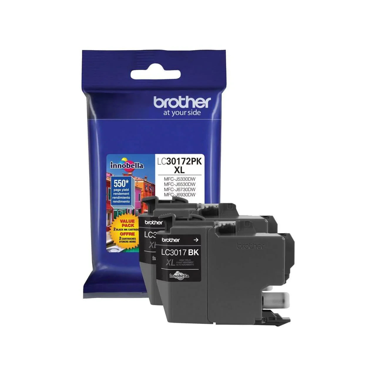 New, Pre-Owned - Brother LC3017XL Black Ink Cartridge, 2-Pack