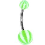 Green White Acrylic Sublime Stripe Beach Ball Belly Ring
