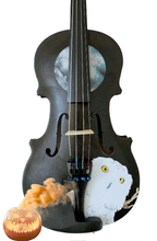 Mystic Owl Midnight Black Violin Outfit | Hand Applied Artwork & Bow