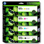 New, Pre-Owned - HP 970XL Black 971XL Cyan, Magenta, Yellow ink cartridges-4 Pack