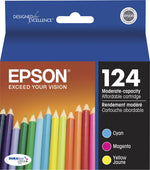 New, Pre-Owned - Epson 124 Cyan, Magenta, and Yellow Ink Cartridges