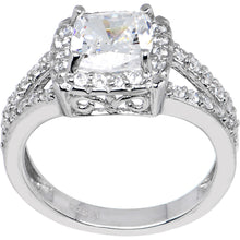 Sterling Silver Princess Cubic Zirconia Ring -2.31 ct tw