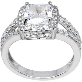 Sterling Silver Princess Cubic Zirconia Ring -2.31 ct tw