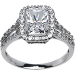Sterling Silver Emerald Cubic Zirconia Ring -2.25 ct tw