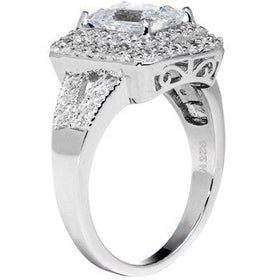 Sterling Silver Emerald Cubic Zirconia Ring -2.25 ct tw