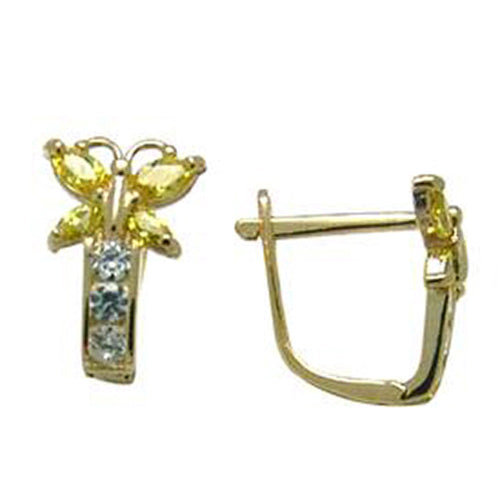 14k Yellow Gold Butterfly November Birthstone Leverback Earrings