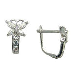 14k White Gold Butterfly April Birthstone Leverback Earrings