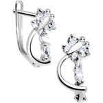 14k White Gold Clear Cubic Zirconia Dragonfly Earrings