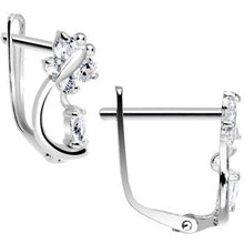 14k White Gold Clear Cubic Zirconia Dragonfly Earrings