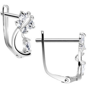 14k White Gold Clear Cubic Zirconia Dragonfly Earrings
