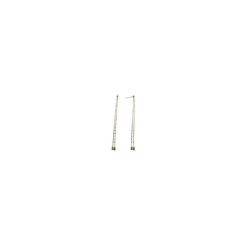 14k Yellow Gold Double Chain Dangle Earrings