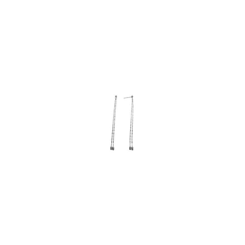 14k White Gold Double Chain Dangle Earrings