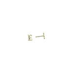 14k Yellow Gold CZ Initial E Stud Earrings
