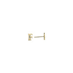 14k Yellow Gold CZ Initial F Stud Earrings
