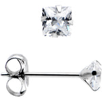14k White Gold .10ct Cubic Zirconia Square Earrings