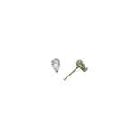 14k Yellow Gold .10ct Basket Set Pear CZ Stud Earrings