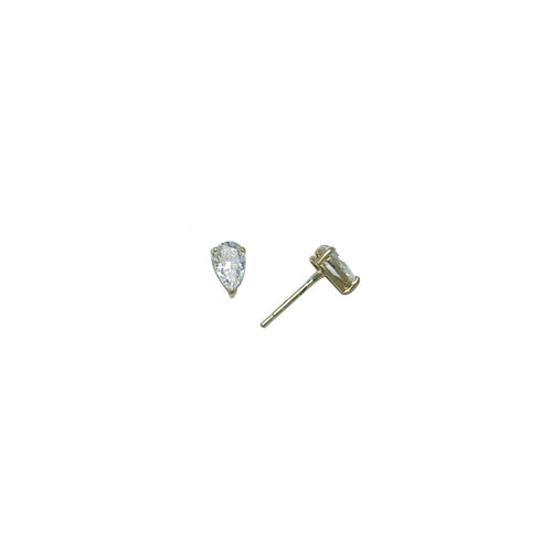 14k Yellow Gold .10ct Basket Set Pear CZ Stud Earrings