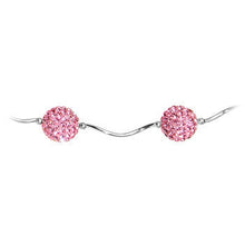 Sterling Silver Pink Crystal Ball Drop Necklace