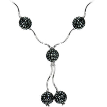 Sterling Silver Jet Crystal Ball Drop Necklace
