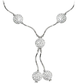 Sterling Silver Clear Crystal Ball Drop Necklace