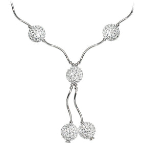 Sterling Silver Clear Crystal Ball Drop Necklace