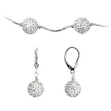 Sterling Silver Clear Crystal Ball Drop Necklace and Earring Set