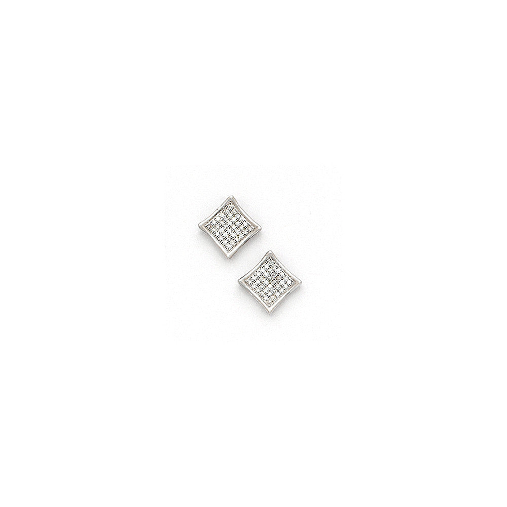 Solid 14k White Gold .16 Carat Micro Pav+ﾬ Genuine Diamond Earrings