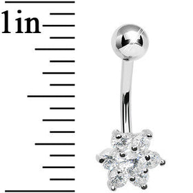 925 Sterling Silver Cubic Zirconia Flower Belly Ring