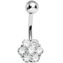 925 Sterling Silver Cubic Zirconia Blooming Flower Belly Ring