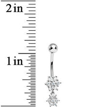 925 Sterling Silver Cubic Zirconia Dangle Flower Belly Ring