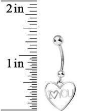 925 Sterling Silver I Love You Heart Dangle Belly Ring