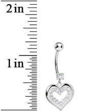 925 Sterling Silver Cubic Zirconia Encased Heart Dangle Belly Ring